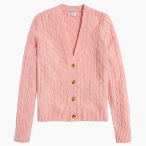 *NWT* J. Crew Cable-Knit Cardigan Sweater in Extra-Soft Yarn/Wool Blend, Pink